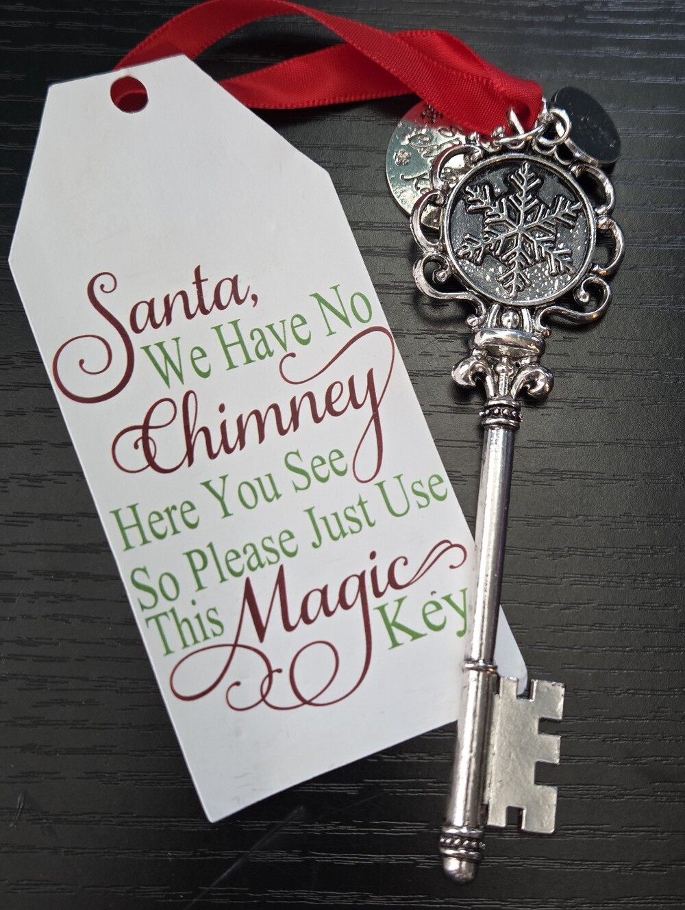Magic Key Ornament Tag with Red Ribbon
